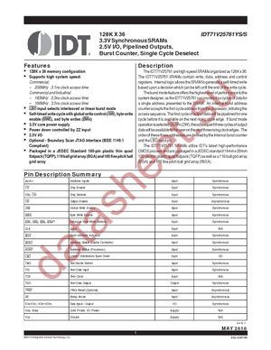 IDT71V25761S200BG8 datasheet  